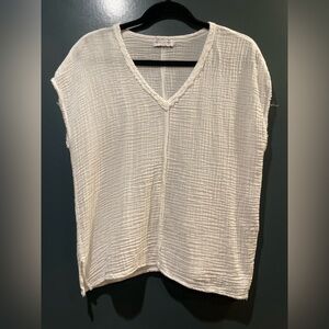 White V-Neck Women's Top